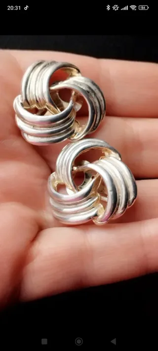 Pendientes clips plateados vintage