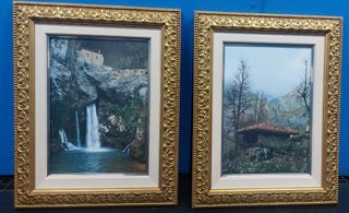 Láminas Paisaje Vintage Marco Dorado