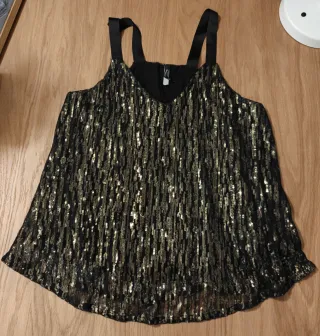 Top lentejuelas negro y dorado. Mossimo