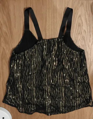 Top lentejuelas negro y dorado. Mossimo