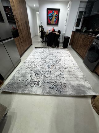 Alfombra Persa Gris y Blanca