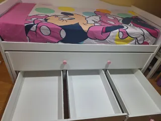 Cama nido madera maciza, 2 camas y 3 cajones