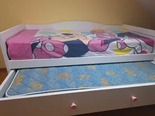 Cama nido madera maciza, 2 camas y 3 cajones