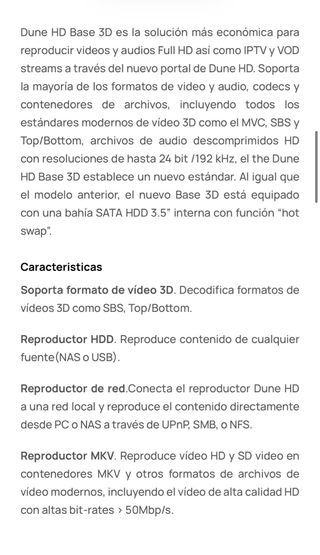 Dune HD Base 3D Reproductor Multimedia