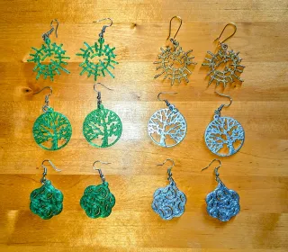 Pendientes artesanales impresos en 3D