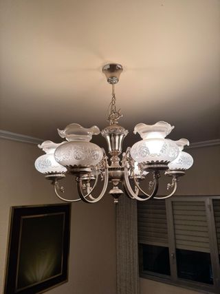 Lámpara colgante techo cristal y metal