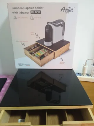 Portacialde bambù e vetro