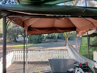 Carpa de camping/campo marrón y verde