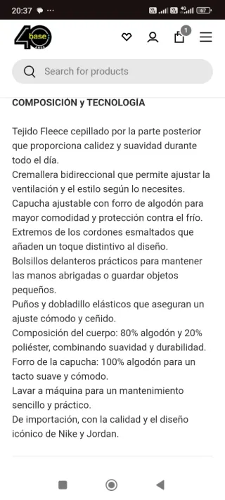 Jordan Brooklyn Fleece Talla S