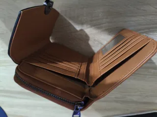 Cartera marrón tipo billetera,estilo clásico mujer