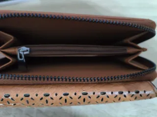 Cartera marrón tipo billetera,estilo clásico mujer