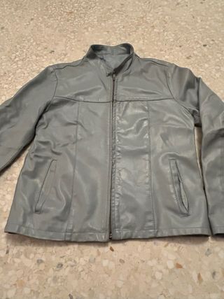Giacca pelle vintage azzurra taglia M