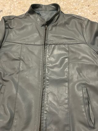 Giacca pelle vintage azzurra taglia M