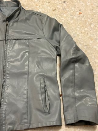 Giacca pelle vintage azzurra taglia M