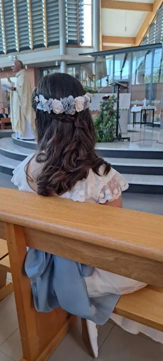 Vestido Comunión Talla 130 Blanco y Azul