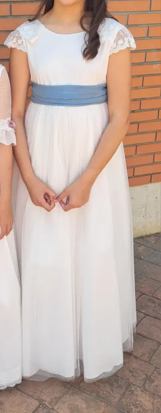 Vestido Comunión Talla 130 Blanco y Azul