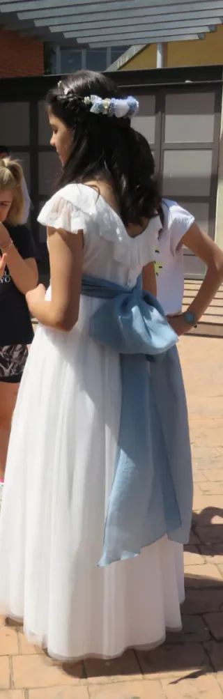 Vestido Comunión Talla 130 Blanco y Azul