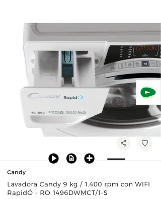 Lavadora Candy 9 kg WiFi