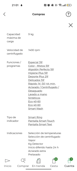 Lavadora Candy 9 kg WiFi