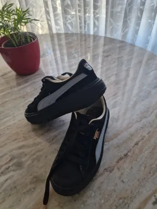 Zapatillas Puma Plataforma Trace Negras Doradas