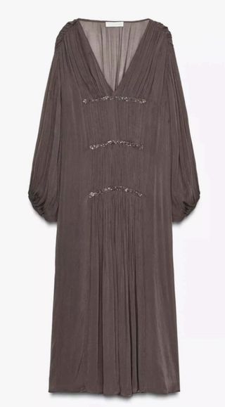 Vestido Zara gasa marrón