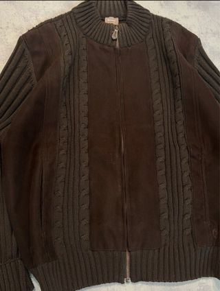 Chaqueta Jersey Marrón Cremallera