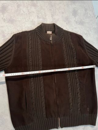 Chaqueta Jersey Marrón Cremallera