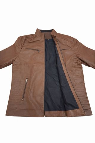 Chaqueta de cuero marrón