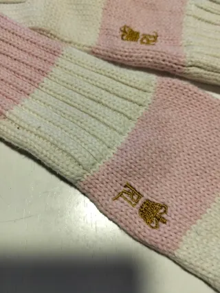 Gorro y guantes niña Ralph Lauren rosa y blanco