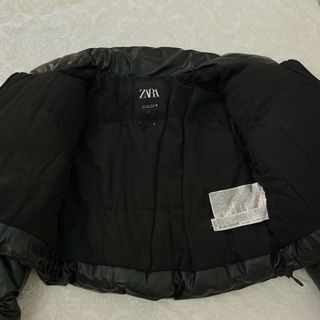 Chaquetón Puffer Polipiel Negro Zara Talla S