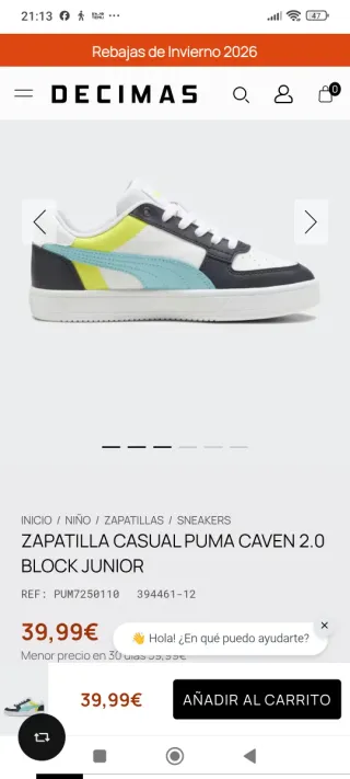 Zapatillas Puma Casuales un 38 pero pequeño.