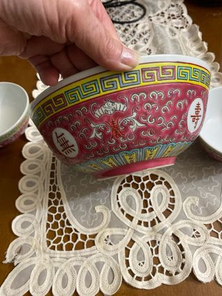 Cuenco grande y 2 pequeños porcelana chino