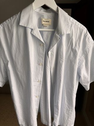 Camisa Pinstripe Azul Claro Pull&Bear