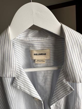 Camisa Pinstripe Azul Claro Pull&Bear