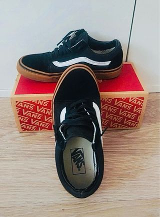 Vans Old Skool Negras Goma Marrón Talla 38.5