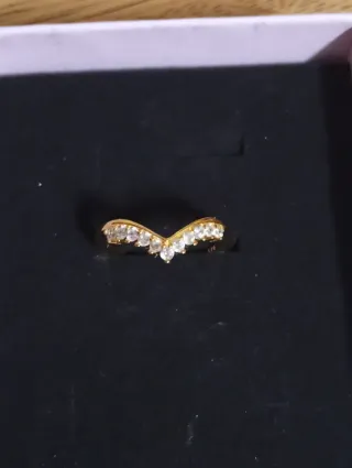 Anillo V Plata y Oro con Circonitas