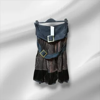 Gonna stile vintage con cinture in jeans