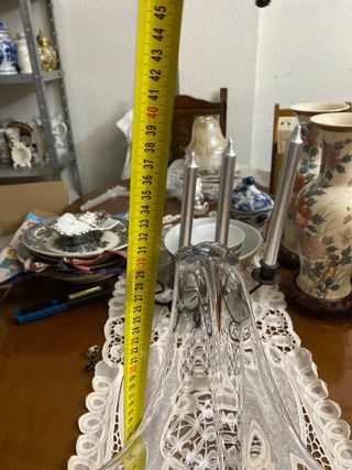 Centro de mesa cristal y latón antiguo