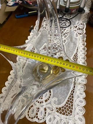 Centro de mesa cristal y latón antiguo