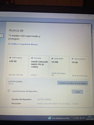 Portátil Lenovo V15 Negro/Gris