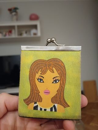 Monedero vintage mujer cara dibujo