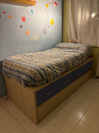 SUPEROFERTA Cama nido con cajones beige y azul