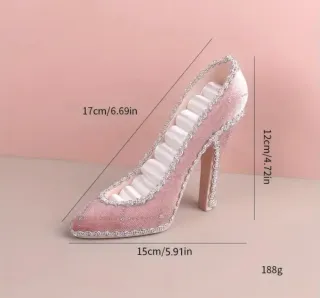 Elegante Zapato Joyero Para Anillos Rosa