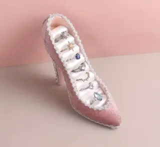 Elegante Zapato Joyero Para Anillos Rosa