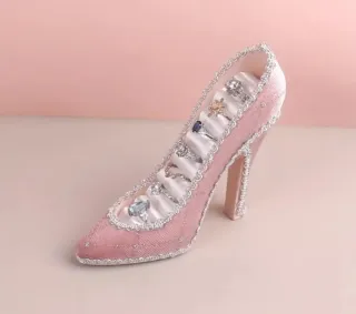 Elegante Zapato Joyero Para Anillos Rosa