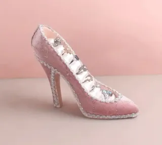 Elegante Zapato Joyero Para Anillos Rosa