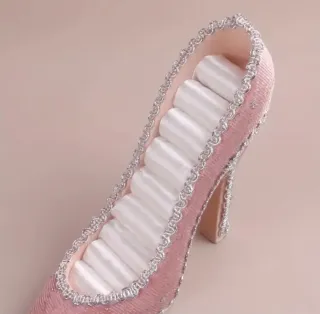Elegante Zapato Joyero Para Anillos Rosa