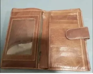 Cartera monedero cuero marrón