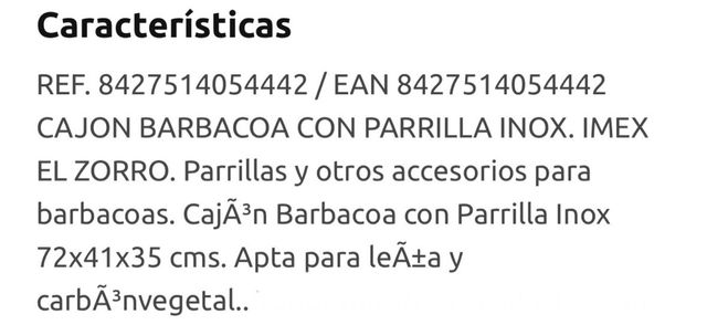 Cajón Barbacoa Imex El Zorro Parrilla Inox