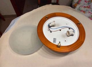 Lámpara Techo de Madera y Cristal